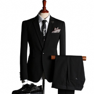 Män Casual Suit Dräkt Tredelad Bankett Bröllop Business Brudgum Klänning Kostym Ungdom