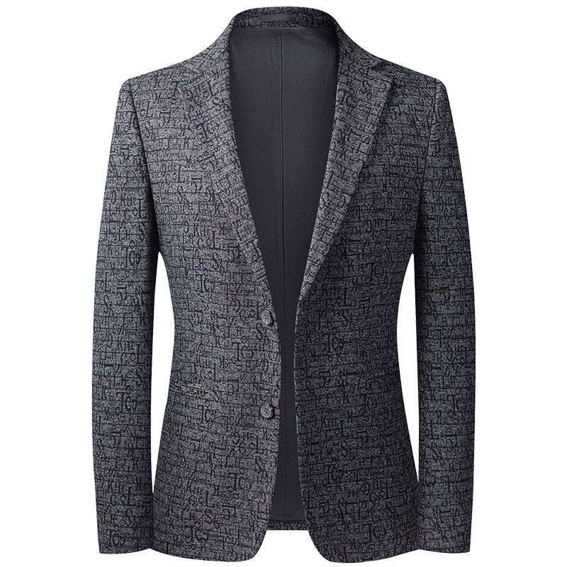 2022 Höst Herrkostymer Business Casual Enkel Jacka Stretch Jacquard Slim Liten Kostym Herr