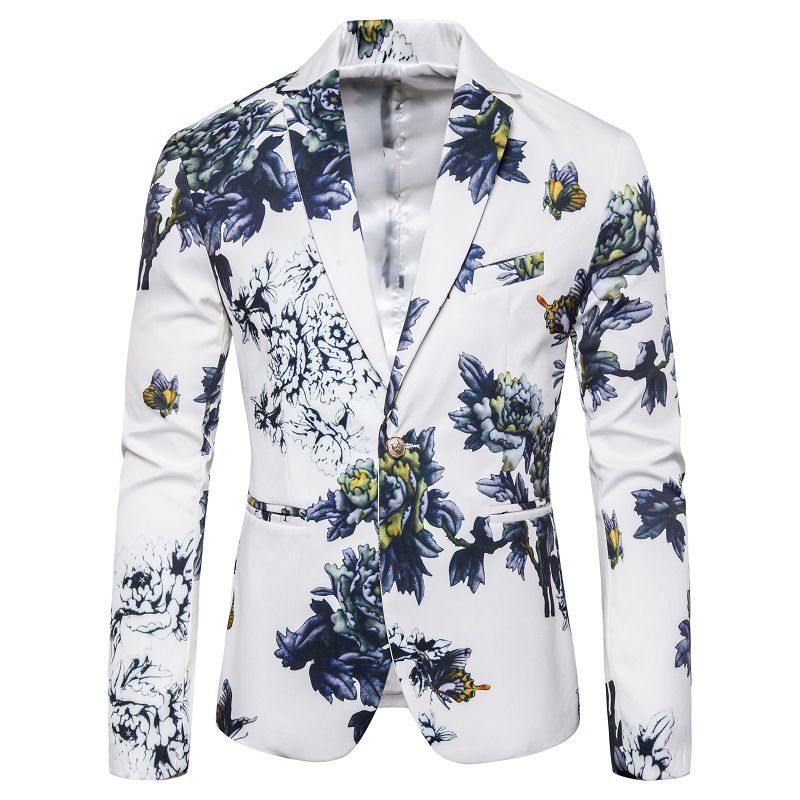 Blommig Kostym Gentleman Business Slim Suit Jacka Flower