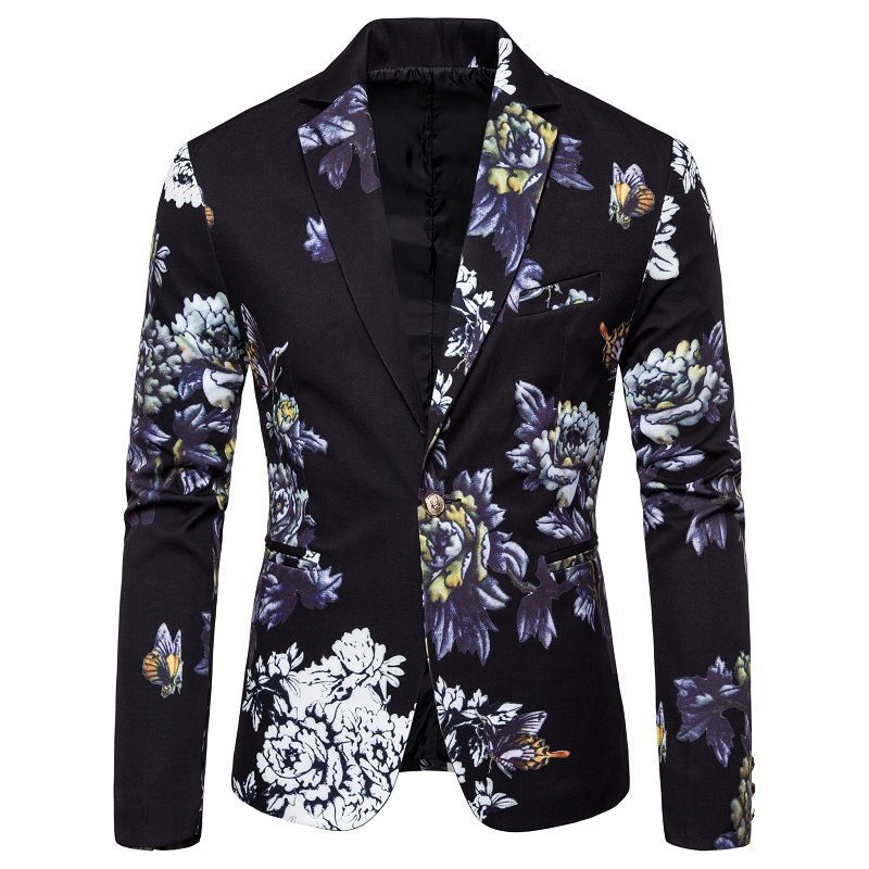 Blommig Kostym Gentleman Business Slim Suit Jacka Flower