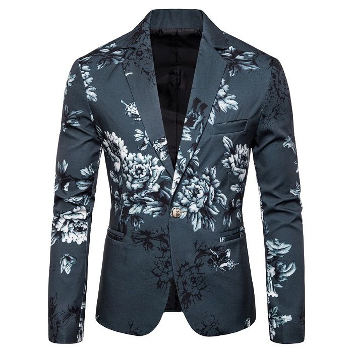 Blommig Kostym Gentleman Business Slim Suit Jacka Flower