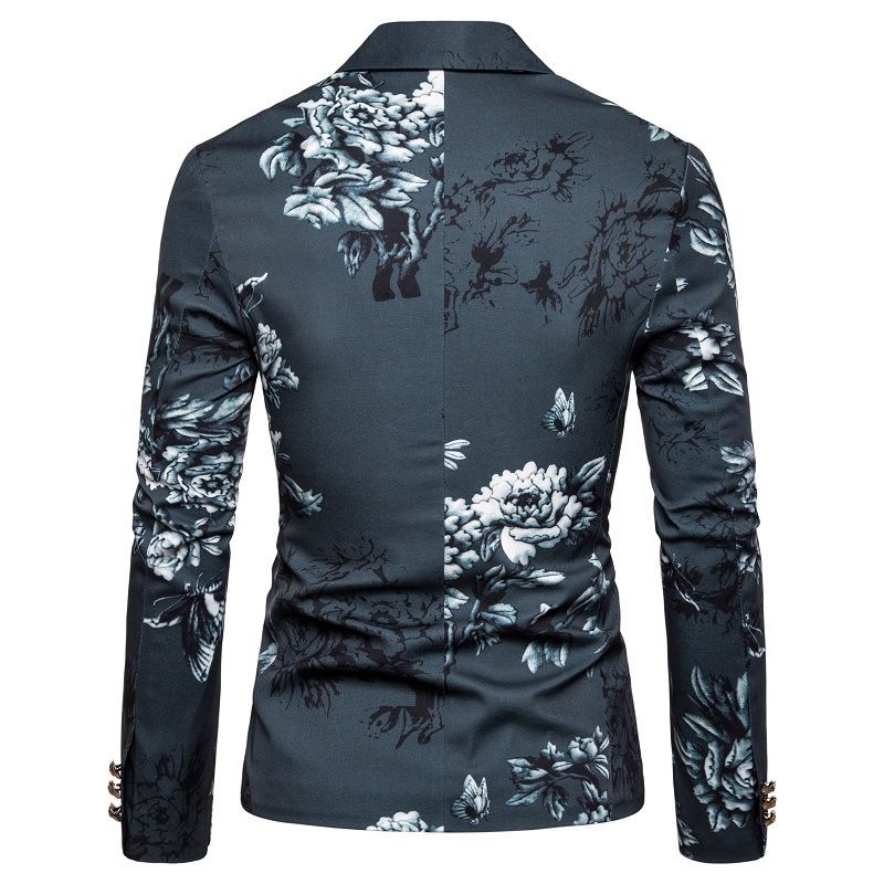 Blommig Kostym Gentleman Business Slim Suit Jacka Flower