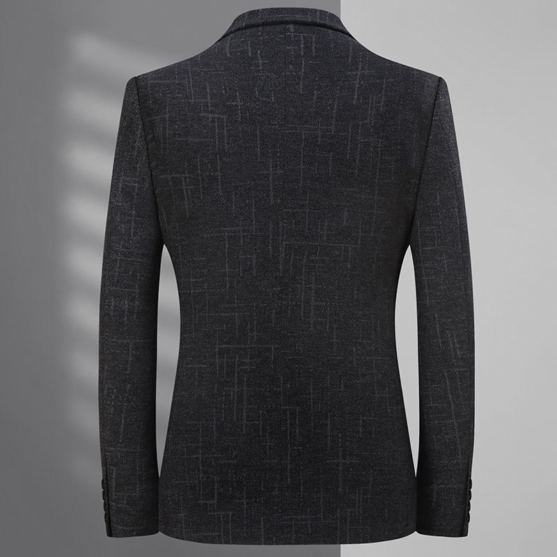 Business Casual Jacka Män Randig Jacquard Stickad Stretch No-impression Anti-wrinkle Suit Herr