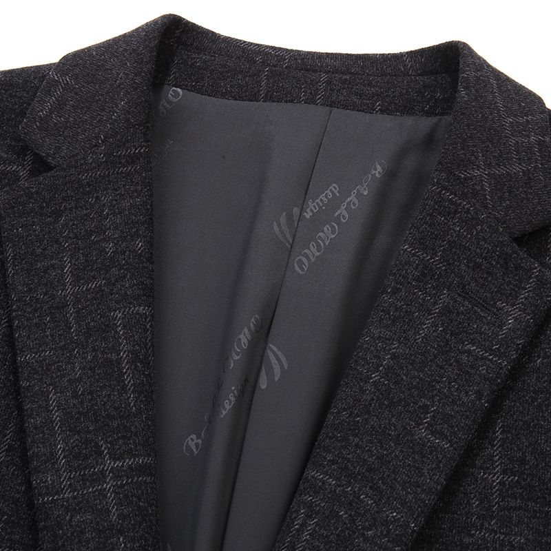 Business Casual Jacka Män Randig Jacquard Stickad Stretch No-impression Anti-wrinkle Suit Herr