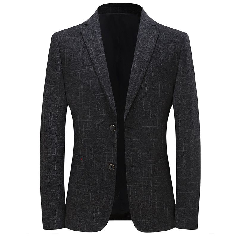 Business Casual Jacka Män Randig Jacquard Stickad Stretch No-impression Anti-wrinkle Suit Herr