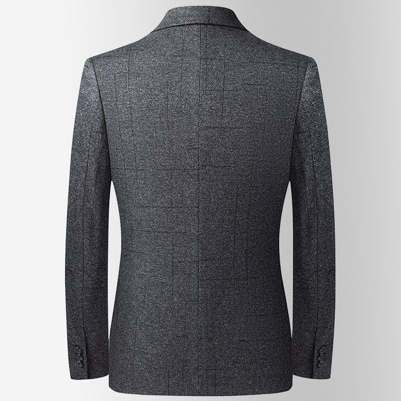 Höst Vinterdräkt Jacquard Ull Medelålders Unga Herrkostymer Slimmad Casual Kostym Män