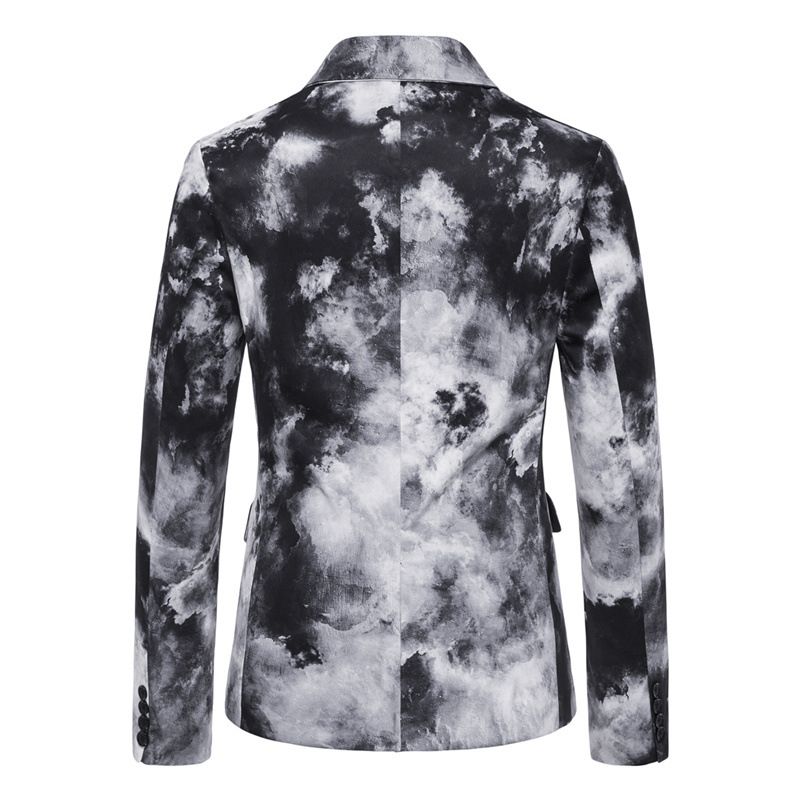 Mäns One Button Tie Dye Printed Suit Klänning Kostym Slim Coat Herr