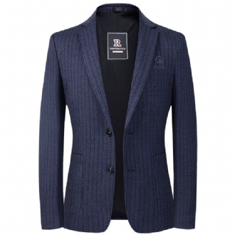 Vår Höst Män Slim Fit Small Suit Jacket Medelålders Young Business Casual Randig Enkel Kostym Herrtopp