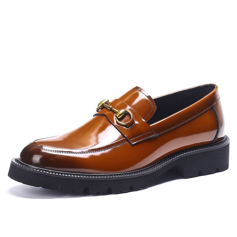 Herrskor Läder Horsebit Loafers Business Casual Skor Herr Tjock Sula Läderskor Rund Tå