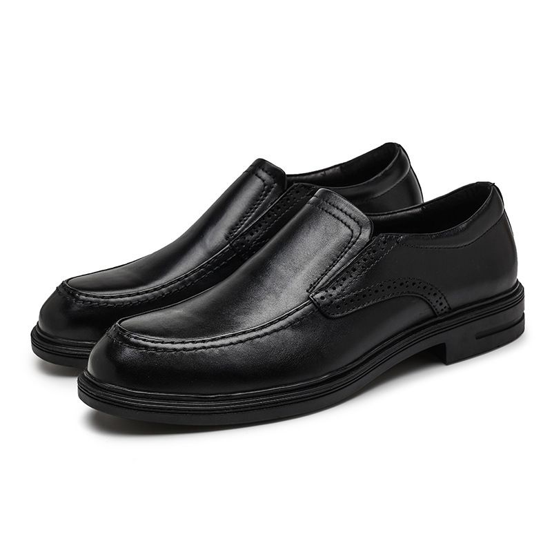 Läderskor Män Formell Klänning Arbete Handgjorda Läder Loafers Slip-on Herrskor Med Tjocka Sulor