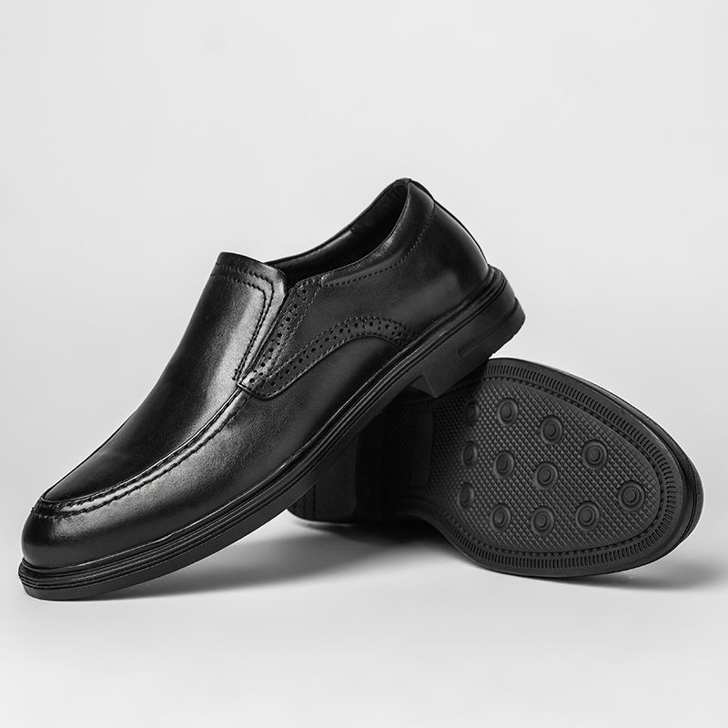 Läderskor Män Formell Klänning Arbete Handgjorda Läder Loafers Slip-on Herrskor Med Tjocka Sulor